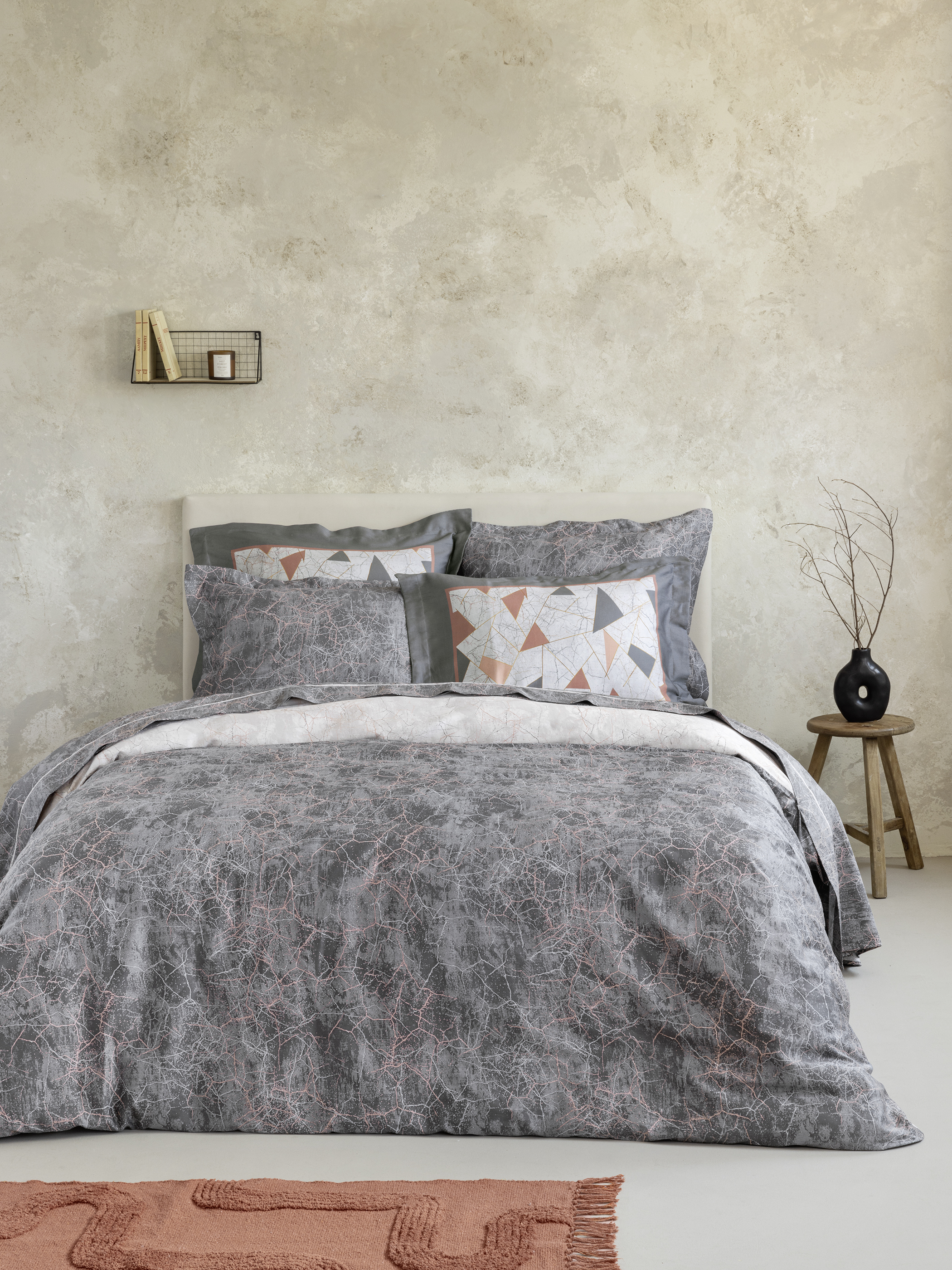 Σεντόνια Σετ Υπέρδιπλα 240x270 Nima Marble Γκρί
